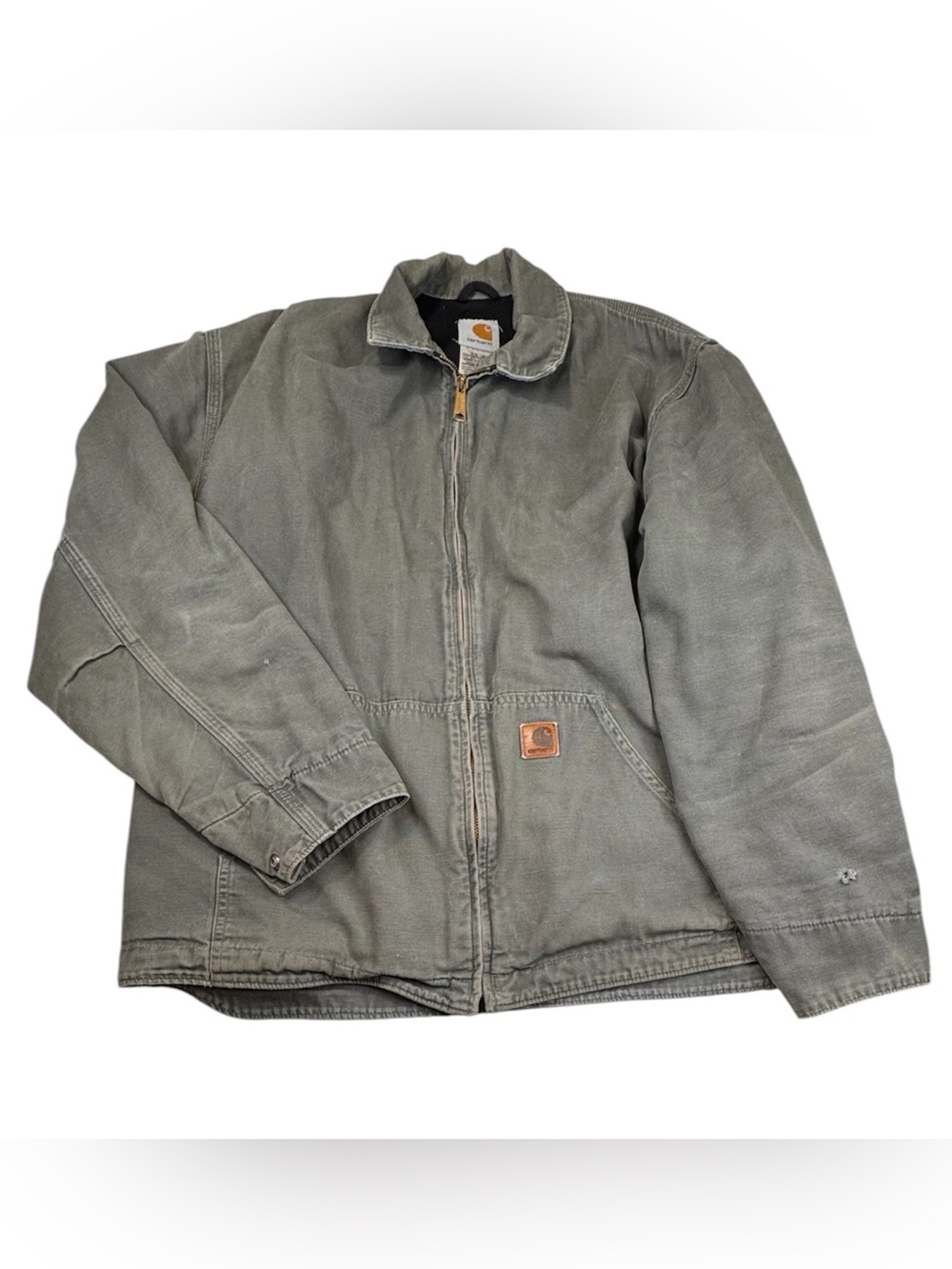 Carhartt Military Field Jacket Men's Large Olive Green Cotton Distress J210 DMS